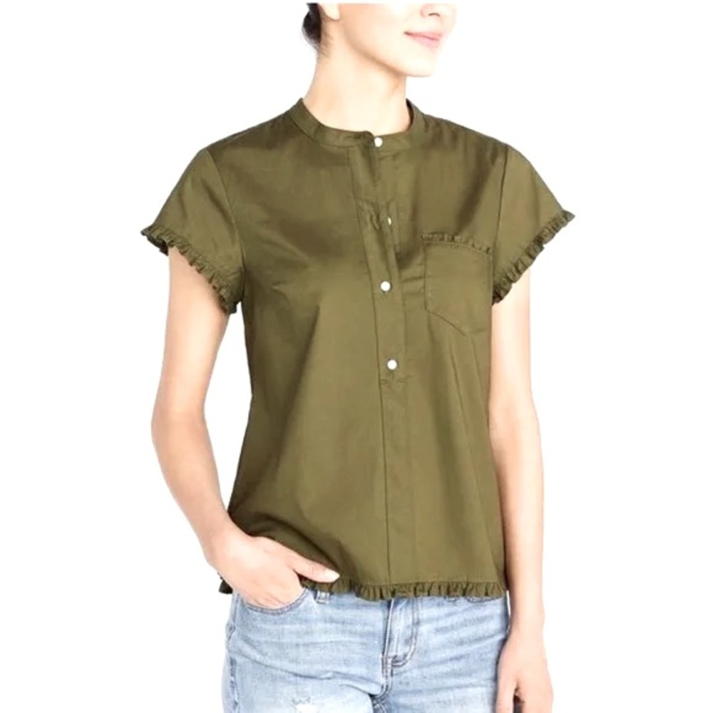 J Crew ruffle trim top Medium